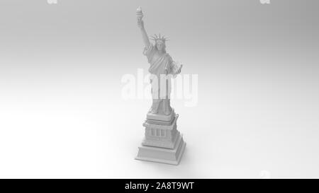 3D-Rendering der Freiheitsstatue in weißem Hintergrund Stockfoto