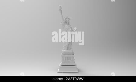 3D-Rendering der Freiheitsstatue in weißem Hintergrund Stockfoto