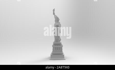 3D-Rendering der Freiheitsstatue in weißem Hintergrund Stockfoto