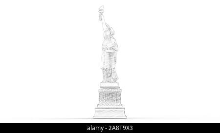 3D-Rendering der Freiheitsstatue in weißem Hintergrund Stockfoto