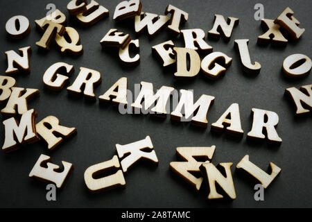 Grammatik Wort aus Holz Buchstaben. Englisch lernen - Konzept. Stockfoto