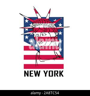 Flag für New York City Logo mit der Freiheit Stock Vektor
