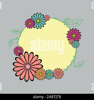 Grußkarten mit Blumen. Abbildung kann als Karte verwendet werden, Einladungskarte für Hochzeit, Geburtstag, Jubiläum Hintergrund Stock Vektor