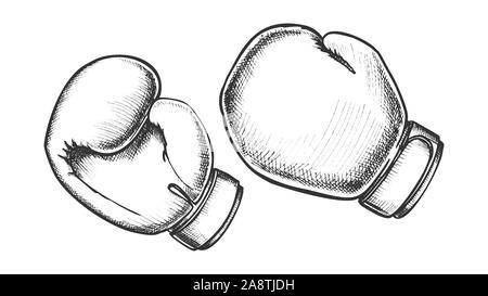 Boxhandschuhe Sportliche Ausrüstung monochromen Vector Stock Vektor