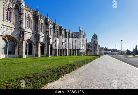 Lissabon, Portugal. Kloster Jeronimos oder Abtei aka Santa Maria de Belém Kloster. UNESCO-Welterbe. Manuelino oder MANUELINISCHEN Stockfoto