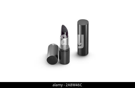 Blank schwarz geöffnet und geschlossen Lippenstift Rohr mockup, isoliert Stockfoto