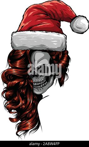 Frau Schädel von Bad Santa Claus Vector Illustration Stock Vektor