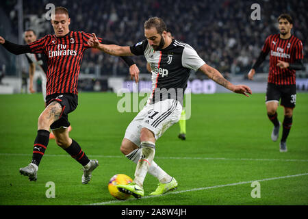 Higuaiain Gonzalo von Juventus Turin in der Serie A zwischen Juventus Turin und AC Mailand im Stadion von Juventus Turin, Turin, Italien am 10. November 2019. Foto: Mattia Ozbot. Stockfoto