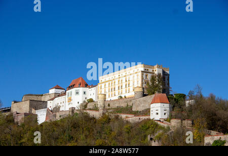 Blick von der Veste Oberhaus aus dem 13. Jahrhundert, Passau, Deutschland Stockfoto