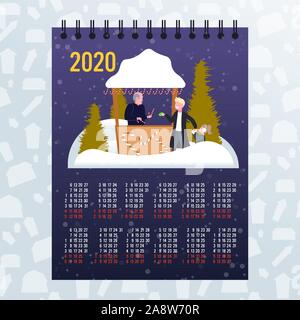 Vater mit Tochter kaufen Lollipop candy in Süßigkeiten Weihnachtsmarkt Winter fair Konzept 2020 Mond Kalender voller Länge Skizze Vektor-illustration Abschaltdruck Stock Vektor