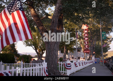 Sterne und Streifen in der Stadt von Bridgeport, Connecticut, bereitet sich auf den 4. Juli feiern. Stockfoto