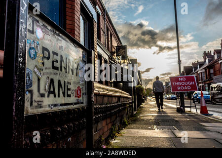 Penny Lane, Liverpool, Großbritannien. Der Straße, die in der berühmten Beatles Song. Stockfoto