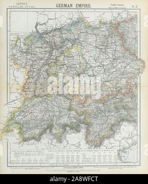 Süd Deutschland Schweiz Österreich Baden Württemberg Bayern Tirol 1883 alte Karte Stockfoto