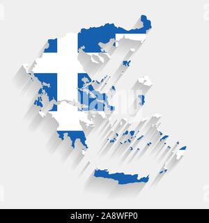Weiß Griechenland Flagge Karte auf grauem Hintergrund, Vektor, Abbildung, eps 10-Datei Stock Vektor