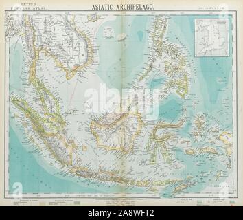 Asiatische Archipel. Niederländisch-ostindien. Indochina Philippinen. LETTS 1883 Karte Stockfoto