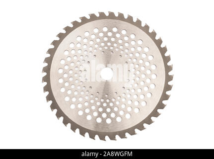Sägeblatt für Trimmer auf weißem Hintergrund Stockfoto