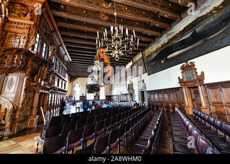 Die obere Rathaushalle, Altes Rathaus, Marktplatz, Bremen, Deutschland Stockfoto