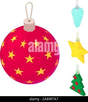 Weihnachtsbaum Spielzeug Symbole gesetzt. Isometrische Satz Weihnachtsbaum Spielzeug Vector Icons für Web Design auf weißem Hintergrund Stock Vektor