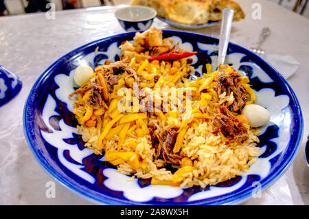 Usbekischer Pilaw in Samarkand Stockfoto