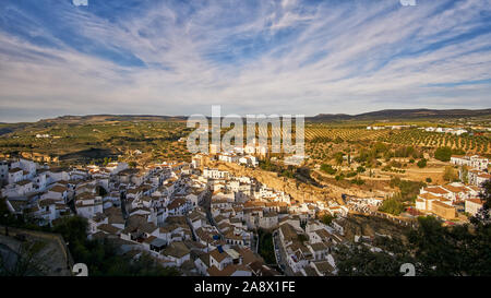 Panoramablick Setenil de las Bodegas Sierra Cadiz Andalusien Spanien Stockfoto