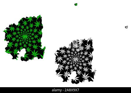 North Gyeongsang Provinz (Südkorea, Republik Korea, ROK, Provinzen von Südkorea) Karte cannabis Blatt grün und schwarz ausgelegt ist, Deutschland: Karte Stock Vektor