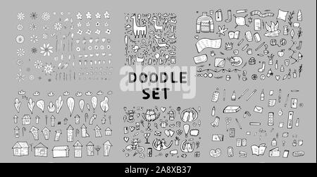 Eingestellt von Doodle Abbildung. Hand gezeichneten Symbole. Vektor Sammlung. Stock Vektor