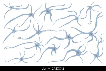 Neuron Zellen gesetzt. Sammlung von Gehirn neurocyte. Vektor illustartion. Stock Vektor