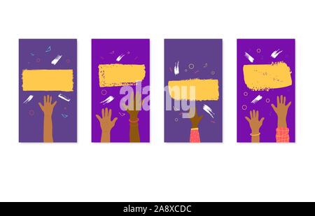Eingestellt von poster Vorlage mit der Hand. Sammlung von Rohlingen für Social Media Netzwerken. Hintergrund für Geschichten. Vektor illustartion. Stock Vektor