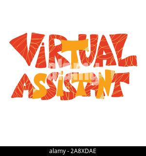 Virtueller Assistent Text isoliert. Hand gezeichnet. Virtuelle Hilfe Service. Vector Farbe illustartion. Stock Vektor
