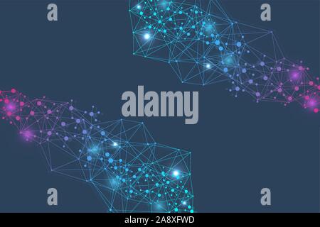 Grosse Daten Visualisierung Hintergrund. Moderne futuristischen virtuelle Zusammenfassung Hintergrund. Wissenschaft Netzwerk Muster, Verbindungslinien und Punkten. Globales Netzwerk Stock Vektor