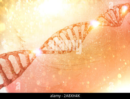 DNA-Helix, Desoxyribonukleinsäure ist ein thread-wie-Kette von Nukleotiden, die genetischen Anweisungen für das Wachstum und die Entwicklung verwendet Stockfoto