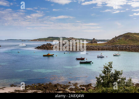 Die Verankerung von Porth Conger, St. Agnes, Isles of Scilly, Cornwall, England, Großbritannien Stockfoto