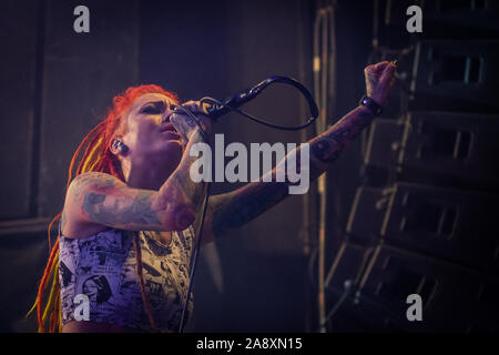 Mailand, Italien. 6. November 2019. Die moldauischen Nu Metal nu Metalcore-band infizierten Regen führt bei Live-musik-CLUB. Brambilla Simone Live News Fotograf Stockfoto