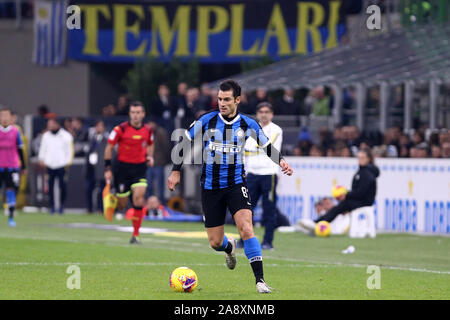 Mailand, Italien. 09. Novembre 2019. Italienische Serie A FC Internazionale vs Hellas Verona FC. Antonio Candreva von FC Internazionale. Stockfoto