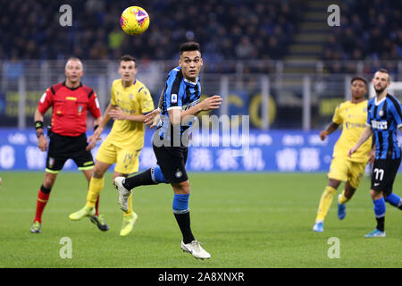 Mailand, Italien. 09. Novembre 2019. Italienische Serie A FC Internazionale vs Hellas Verona FC. Lautaro Martinez von FC Internazionale. Stockfoto