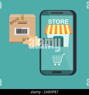Online Shopping E-Commerce Konzept. Stock Vektor
