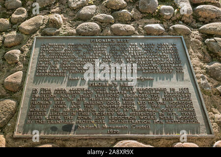PILGRIMS REST, SÜDAFRIKA - 21. MAI 2019: eine Gedenktafel in der historischen Goldgräberstadt Pilgrims Rest Stockfoto