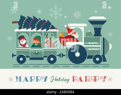 Happy Holiday Santa Zug Party Vektor-Poster Stock Vektor