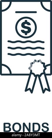Anleihen Symbol Umrisse Stil. Dünne Linie kreative Anleihen Symbol für Logo, Grafik Design und mehr Stock Vektor