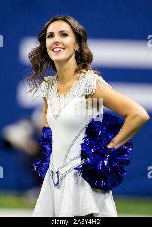 November 10, 2019: Indianapolis Colts Cheerleader während NFL Football Spiel Action zwischen den Miami Dolphins und die Indianapolis Colts im Lucas Oil Stadium in Indianapolis, Indiana. Miami besiegt Indianapolis 16-12. Johann Mersits/CSM. Stockfoto