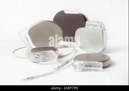 Nahaufnahme eines ICD implantierbarer Cardioverter/Defibrillator Stockfoto