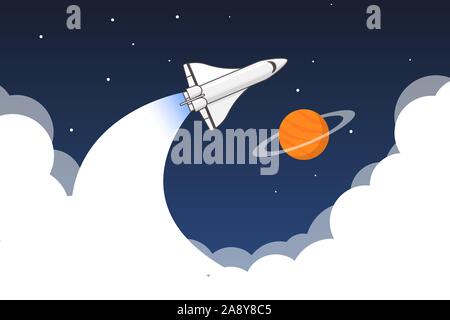 Raumschiff und Planet Stock Vektor