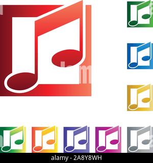 Musik, Noten, Notenschlüssel, Logo, Symbol Stock Vektor