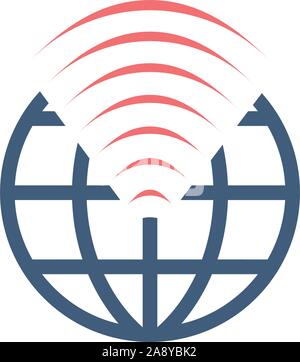 Wireless World wlan Erde Breitband Symbol der weltweiten Internetzugang. Vektor Illustration isoliert Stock Vektor