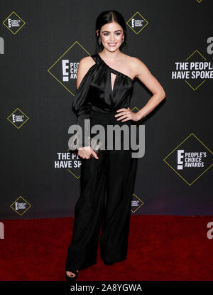 Santa Monica, CA, USA - 10.November 2019: Lucy Hale besucht die 45. jährliche People's Choice Awards auf der Barker Hangar Stockfoto