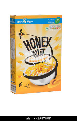 Honig Mutter Cornflakes auf isoliert weißer Hintergrund Stockfoto