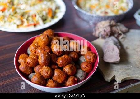 Schüssel kleine handwerkliche Wurst Stockfoto