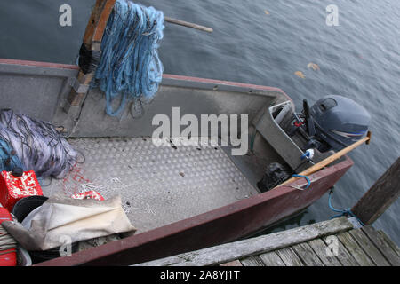 Fisch net, Fischerboot auf dem Zugersee Stockfoto