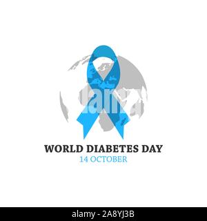 Plakat Design für World Diabetes Day Free Vector. Vector Illustration der Welt Diabetes Tag Konzept Stock Vektor