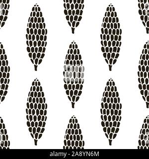 Nahtlose Muster mit Hand gezeichnet doodle Kiefern und Tannen Zapfen der Nadelbäume. Vektor Winter Dekoration mit braun Abbildung auf weißen Hintergrund. Neues Jahr und Stock Vektor